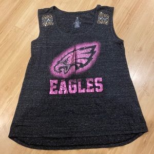 Eagles NFL Teen Apparel pink and gray sparkly tank top